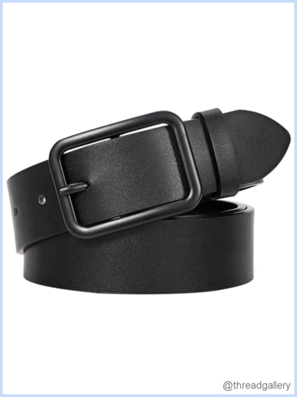 Women Classic Faux Leather Belt with Square Buckle Adjustable 1.3" Waist Belt